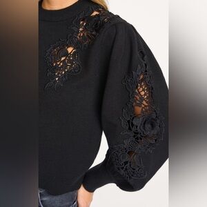 New Farm Rio embroidered details jumper Black Lace Cutout
